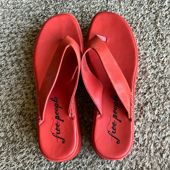 Free People Women’s‎ Size 38 (7) Haven Thong Platform Sandal Flame - Picture 1 of 8